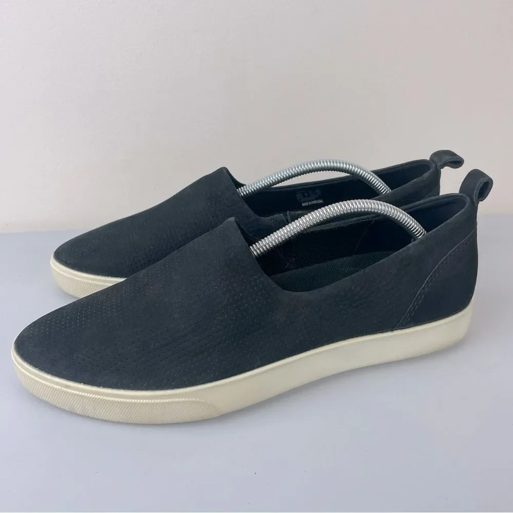 Ecco Gillian Slip On Sneaker Shoes Women’s Size 10 41 Black Suede Perforated - Picture 4 of 9